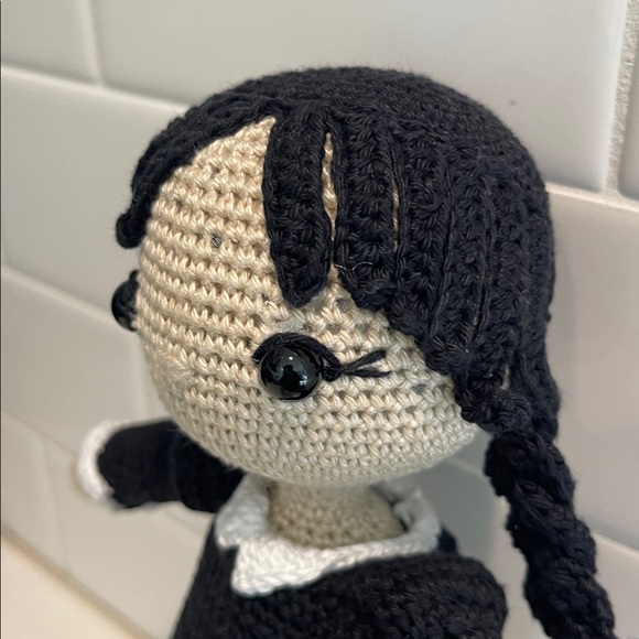 Handcrafted Wednesday Doll Crochet Decor Toy Addams Family - Picture 10 of 12